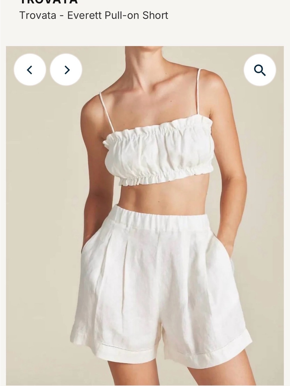 Trovata White High-Waist Pull-On Linen Shorts